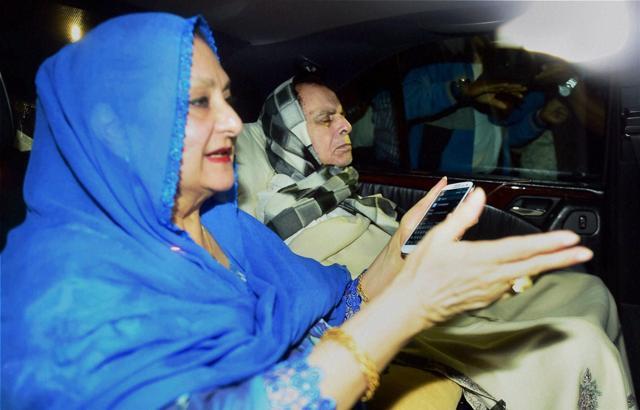 Veteran actor Dilip Kumar with his wife Saira Banu went for a drive on the eve of his birth anniversary in Mumbai. (PTI) Veteran actor Dilip Kumar with his wife Saira Banu went for a drive on the eve of his birth anniversary in Mumbai. (PTI)