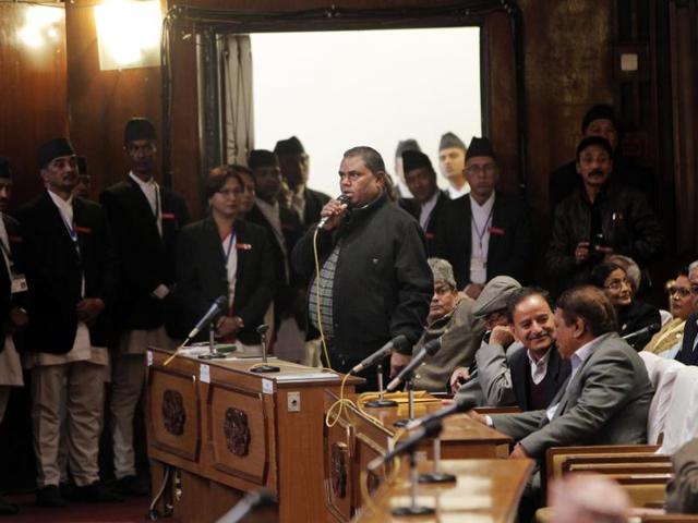 A file photo shows Upendra Yadav, a leading ethnic Madhesi protest leader, speaking in Parliament in Kathmandu. Madhesi parties have sought a package deal to address their demands. (AP) A file photo shows Upendra Yadav, a leading ethnic Madhesi protest leader, speaking in Parliament in Kathmandu. Madhesi parties have sought a package deal to address their demands. (AP)