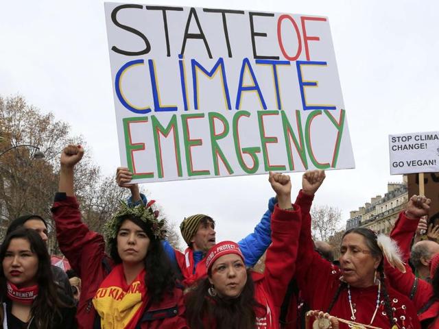 Representatives of indigenous people demonstrate in Paris, France, during the World Climate Change Conference 2015 (COP21) at Le Bourget. (Reuters Photo) Representatives of indigenous people demonstrate in Paris, France, during the World Climate Change Conference 2015 (COP21) at Le Bourget. (Reuters Photo)