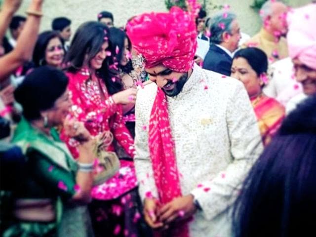 The handsome ‘Dulha’ was showered with flowers and blessings as he made his way to the wedding ceremony. (Facebook)