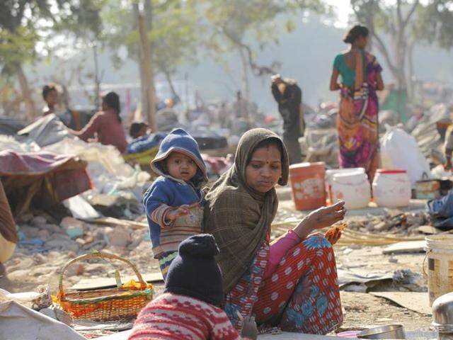 A woman sits near her demolished shanty at Shakur Basti. Delhi Police registered a case of death due to negligence in connection with the loss of life of an infant allegedly during the demolition drive in the slum cluster. (Arvind Yadav/HT Photo) A woman sits near her demolished shanty at Shakur Basti. Delhi Police registered a case of death due to negligence in connection with the loss of life of an infant allegedly during the demolition drive in the slum cluster. (Arvind Yadav/HT Photo)
