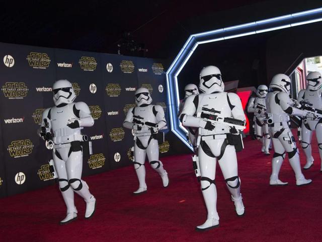 The Storm Troopers attend the World Premiere of Star Wars: The Force Awakens, in Hollywood, California. (AFP) The Storm Troopers attend the World Premiere of Star Wars: The Force Awakens, in Hollywood, California. (AFP)