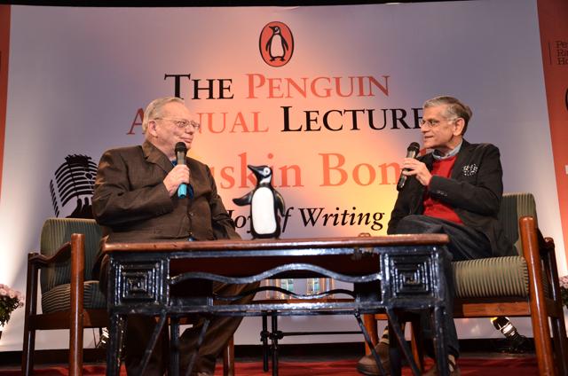 Ruskin Bond in conversation with the curator of the event. (Penguin)