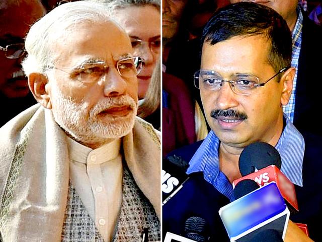 Delhi CM Arvind Kejriwal (R) on Tuesday accused PM Narendra Modi of using the CBI to harass him. Kejriwal alleged there is vendetta against him.(PTI photo)