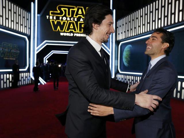 Actors Adam Driver (L) and Oscar Isaac arrive at the premiere of Star Wars: The Force Awakens in Hollywood, California. (REUTERS) Actors Adam Driver (L) and Oscar Isaac arrive at the premiere of Star Wars: The Force Awakens in Hollywood, California. (REUTERS)