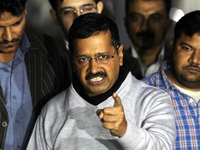 Delhi chief minister Arvind Kejriwal called Prime Minister Narendra Modi a psychopath and coward after he said the CBI raided his office on Tuesday.(Sonu Mehta/HT Photo)