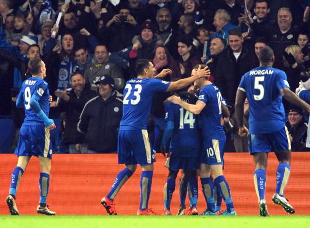 Riyad Mahrez scores the second goal for Leicester City.(Reuters Photo)