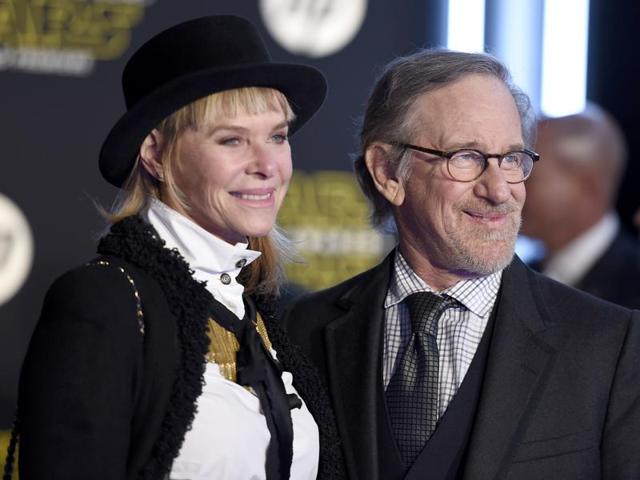 Kate Capshaw, left, and director Steven Spielberg arrive at the world premiere of Star Wars: The Force Awakens at the TCL Chinese Theatre. (AP) Kate Capshaw, left, and director Steven Spielberg arrive at the world premiere of Star Wars: The Force Awakens at the TCL Chinese Theatre. (AP)