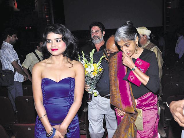 Ratna Pathak Shah spotted at the celebrations of Shyam Benegal birthday. (Photos: viral bhayani/HT) 