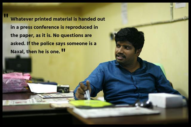 Based in Dantewada, Singh, runs an agency of Rajasthan Patrika and has been writing for the Hindi newspaper for the past three years. He has two case registered against him by the police, which he claims is a result of his news reports. (Arun Sharma/HT Photo) Based in Dantewada, Singh, runs an agency of Rajasthan Patrika and has been writing for the Hindi newspaper for the past three years. He has two case registered against him by the police, which he claims is a result of his news reports. (Arun Sharma/HT Photo)