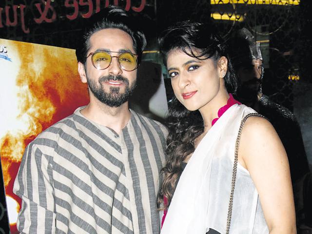 Ayushmann Khurrana and his wife, Tahira Kashyap, were part of a music event. (photo: pramod thakur/ht) 