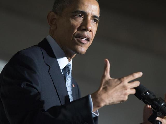 US President Barack Obama speaks during the naturalisation ceremony at the National Archives Museum in Washington. (Reuters Photo) US President Barack Obama speaks during the naturalisation ceremony at the National Archives Museum in Washington. (Reuters Photo)