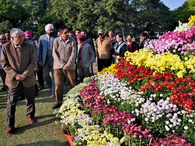 The show was inaugurated on Tuesday by Panjab University vice-chancellor Arun Kumar Grover . (Ravi Kumar/HT Photo)