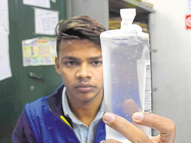 A total of 22,000 glucose bottles were procured from the company and over 5,000 have already been used. (Ishwar Chand/HT Photo) A total of 22,000 glucose bottles were procured from the company and over 5,000 have already been used. (Ishwar Chand/HT Photo)