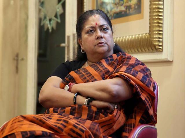 Rajasthan chief minister Vasundhara Raje. (Himanshu Vyas/HT photo) Rajasthan chief minister Vasundhara Raje. (Himanshu Vyas/HT photo)