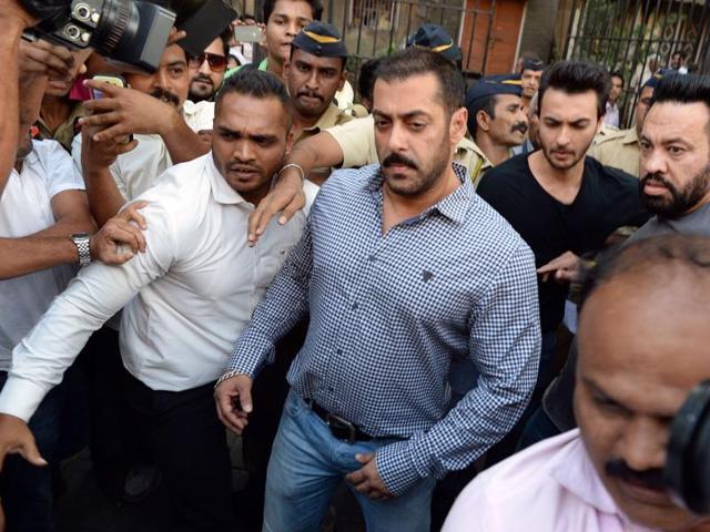Bollywood actor Salman Khan (C) walks from Bombay High Court in Mumbai on December 10, 2015, after being acquitted of culpable homicide. In his final judgement, Justice AR Joshi commented that the trial court did not appreciate the evidence related to the case in a “proper and legal” manner. (AFP Photo) Bollywood actor Salman Khan (C) walks from Bombay High Court in Mumbai on December 10, 2015, after being acquitted of culpable homicide. In his final judgement, Justice AR Joshi commented that the trial court did not appreciate the evidence related to the case in a “proper and legal” manner. (AFP Photo)