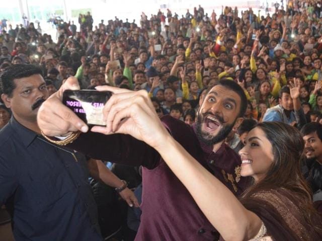 Deepika Padukone and Ranveer Singh during promotion of their film Bajirao Mastani in Lucknow on Wednesday. (IANS) Deepika Padukone and Ranveer Singh during promotion of their film Bajirao Mastani in Lucknow on Wednesday. (IANS)