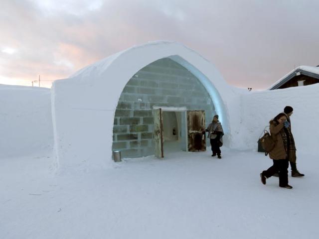 People leave the hotel after their stay. Around 50,000 people are expected to visit the hotel this year, up from 35,000 last year. The room tariff start from SEK 2,500 (US$295) per night on twin sharing basis. (REUTERS) 