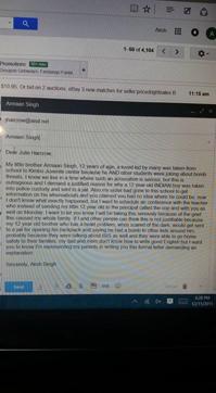 The letter to the school principal Julie Harcrow by Sarai’s older brother Aksh Singh. The letter to the school principal Julie Harcrow by Sarai’s older brother Aksh Singh.