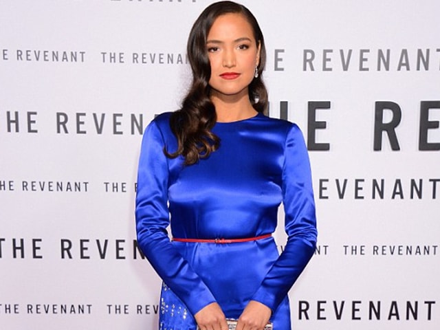 Cast member Grace Dove arrives for The Revenant’s premiere. 
