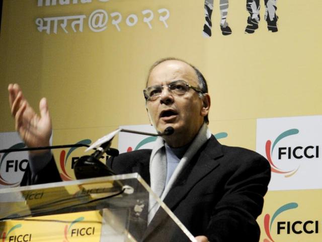 Finance minister Arun Jaitley on Saturday said the goods and services tax (GST) bill was delayed for “collateral reasons” by the Opposition.(PTI Photo)