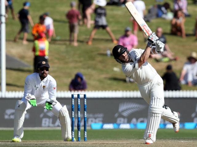 Kane Williamson of New Zealand plays a shot on day three of the second Test cricket match between New Zealand and Sri Lanka at Seddon Park. (AFP Photo) Kane Williamson of New Zealand plays a shot on day three of the second Test cricket match between New Zealand and Sri Lanka at Seddon Park. (AFP Photo)