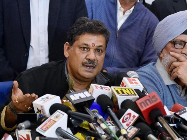BJP MP and former cricketer Kirti Azad with veteran cricketer Bishan Singh Bedi during a press conference regarding DDCA in New Delhi. (PTI) BJP MP and former cricketer Kirti Azad with veteran cricketer Bishan Singh Bedi during a press conference regarding DDCA in New Delhi. (PTI)