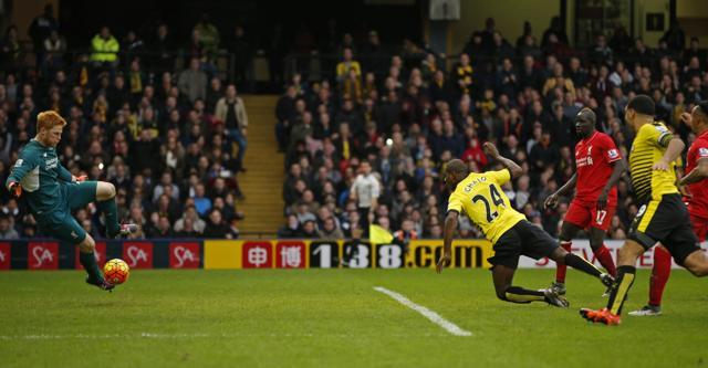 Odion Ighalo heads in the third goal for Watford. (Reuters Photo) Odion Ighalo heads in the third goal for Watford. (Reuters Photo)