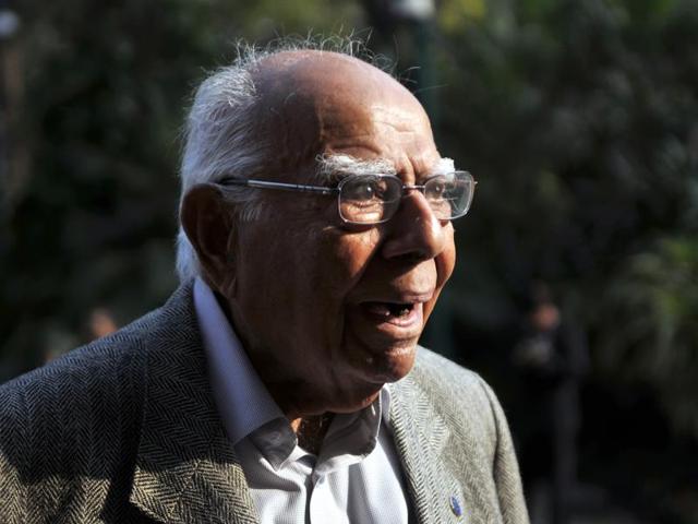 New Delhi, India - Dec. 21, 2015: Ram Jethmalani senior lawyer and MP Rajya Sabha will represent Arvind Kejriwal in the defamation case filed against him by Arun Jaitley.(HT Photo) New Delhi, India - Dec. 21, 2015: Ram Jethmalani senior lawyer and MP Rajya Sabha will represent Arvind Kejriwal in the defamation case filed against him by Arun Jaitley.(HT Photo)