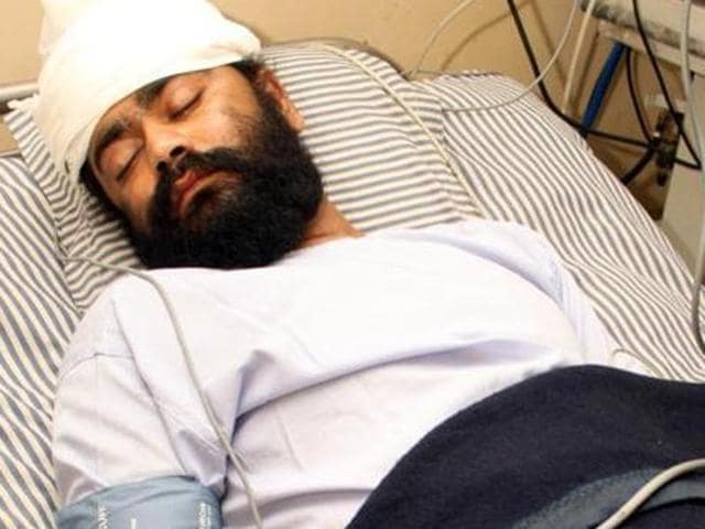 Jagmohan Singh (45) whom the Jalandhar blast accused Hardeep Singh Bajwa’s family blamed for conning him into receiving two tiffin bombs (HT Photo) Jagmohan Singh (45) whom the Jalandhar blast accused Hardeep Singh Bajwa’s family blamed for conning him into receiving two tiffin bombs (HT Photo)