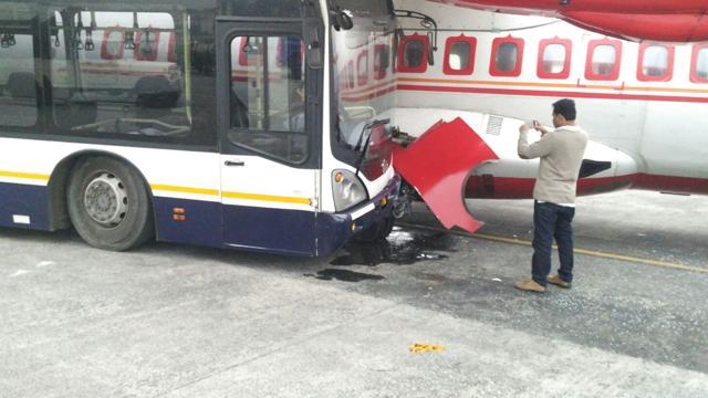 The driver of the bus was arrested immediately and is being interrogated by various agencies at the airport. According to Air India, the aircraft was scheduled to fly to Silchar from Kolkata. (HT Photo) The driver of the bus was arrested immediately and is being interrogated by various agencies at the airport. According to Air India, the aircraft was scheduled to fly to Silchar from Kolkata. (HT Photo)