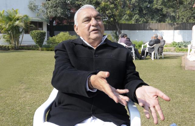 Former Haryana CM Bhupinder Singh Hooda at his residence in Sector 7, Chandigarh . (Gurpreet Singh/HT) Former Haryana CM Bhupinder Singh Hooda at his residence in Sector 7, Chandigarh . (Gurpreet Singh/HT)