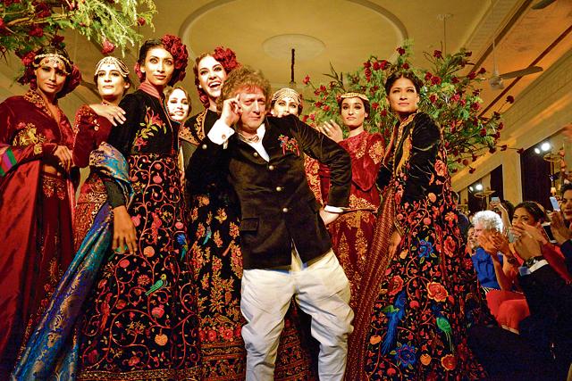Indian designer Rohit Bal presented his couture collection on day four of the Fashion Design Council of India's (FDCI) Amazon India Couture Week 2015 on August 1, 2015 at The Imperial Hotel in New Delhi, India. (Getty Images)