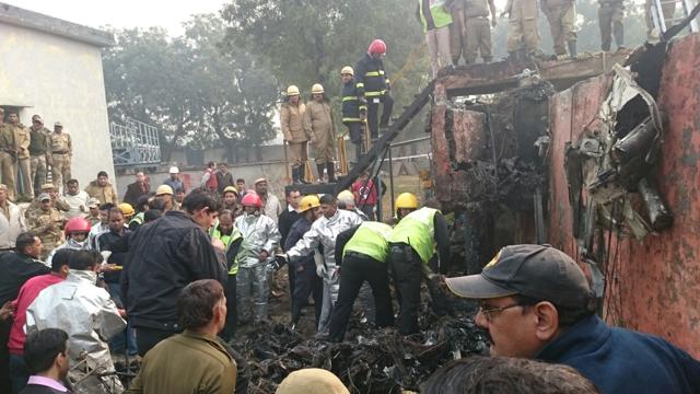 According to eyewitnesses, the plane first brushed a tree on its way back to the airport before skidding on the roads and finally crashing into the airport wall. (Faizan Haider/ Hindustan Times) According to eyewitnesses, the plane first brushed a tree on its way back to the airport before skidding on the roads and finally crashing into the airport wall. (Faizan Haider/ Hindustan Times)