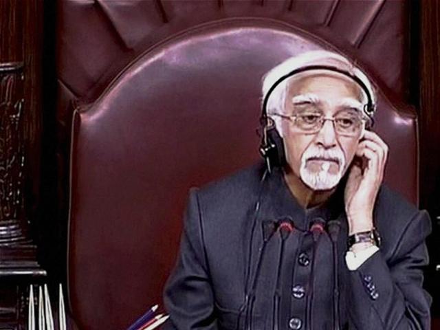 Chairman Hamid Ansari mentioned the crash of BSF’s Super King aircraft crashing at Dwarka area near the airport.(PTI photo)