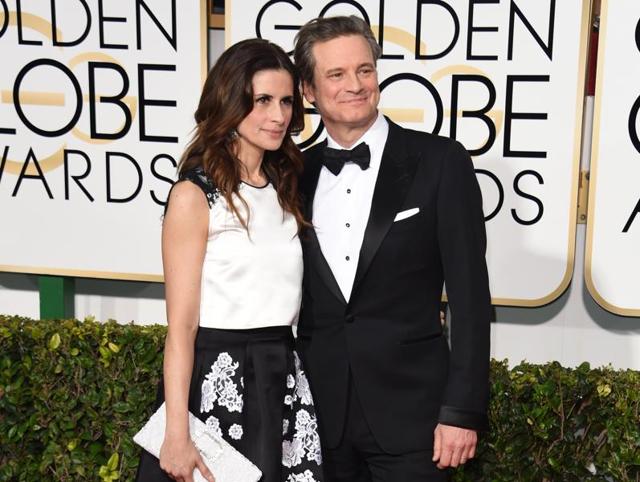 Another couple who opted for the traditional combination of black and white: Livia Giuggioli and Colin Firth, perfectly matched from head to toe. (AFP)