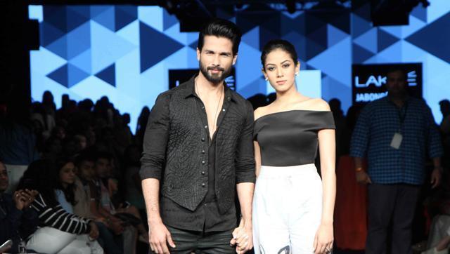 Shahid Kapoor and his new wife Mira Rajput at a fashion event.