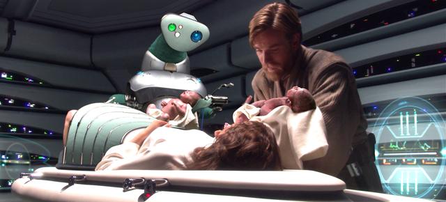 Padme gives birth to Luke and Leia. (Lucasfilm) Padme gives birth to Luke and Leia. (Lucasfilm)