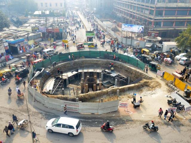 A view of the ongoing renovation work at Fawara chowk in Amritsar on Thursday. (Sameer Sehgal/HT Photo) A view of the ongoing renovation work at Fawara chowk in Amritsar on Thursday. (Sameer Sehgal/HT Photo)