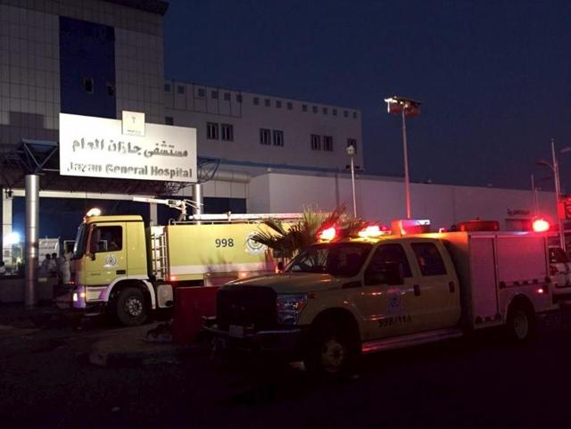 Members of Saudi Arabia’s Civil Defence agency work at Jazan General Hospital following a pre-dawn fire in Jazan, Saudi Arabia, on December 24, 2015. (Reuters Photo) Members of Saudi Arabia’s Civil Defence agency work at Jazan General Hospital following a pre-dawn fire in Jazan, Saudi Arabia, on December 24, 2015. (Reuters Photo)