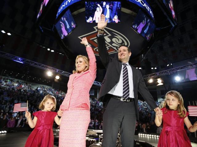 Ted Cruz with his wife Heidi and their daughters Catherine and Caroline.(Reuters photo) Ted Cruz with his wife Heidi and their daughters Catherine and Caroline.(Reuters photo)