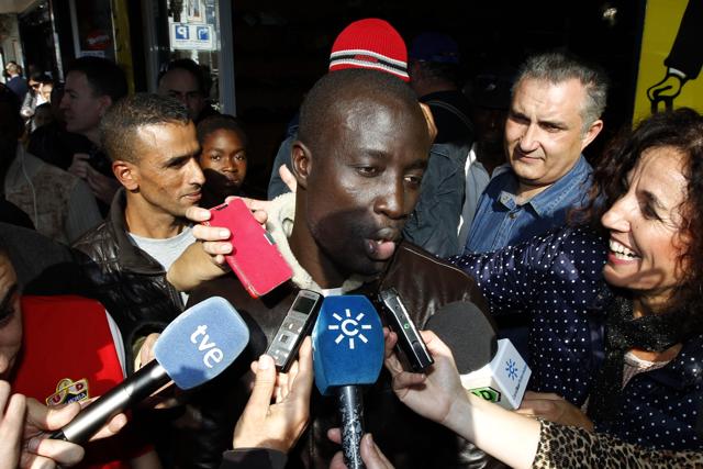 Ngame told reporters that he was rescued by Spain’s coast guard traveling from Africa’s western coast toward Spain’s Canary Islands. (Javier Alonso/AP Photo)