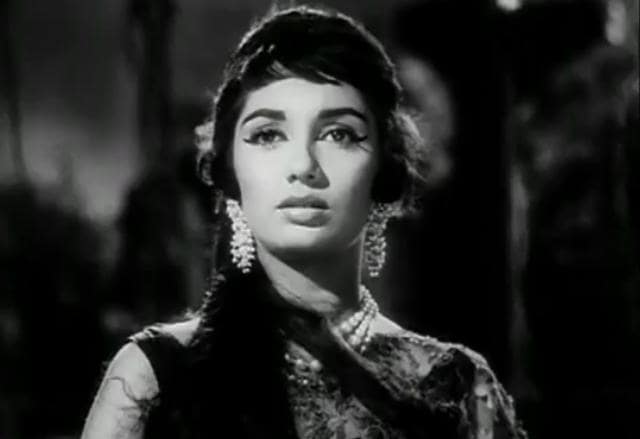 Sadhana in a still from Woh Kaun Thi. Sadhana in a still from Woh Kaun Thi.