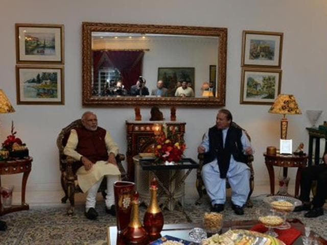 A personal connect: Sharif hosted PM Modi at his Raiwind residence where the two Prime Ministers discussed relations between the two-countries. (Twitter/@MEAIndia)