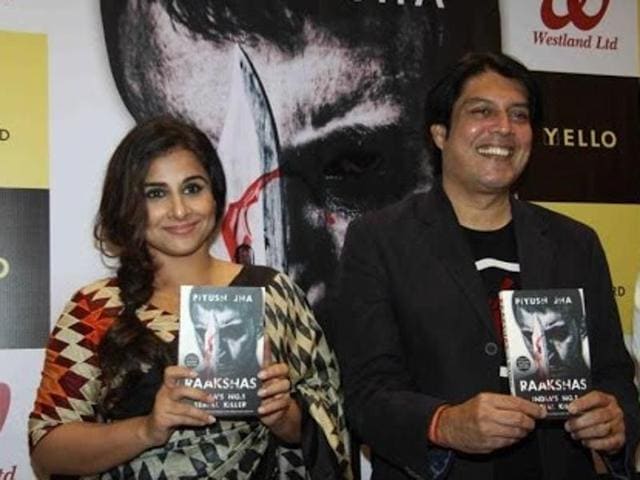 Piyush Jha with Vidya Balan at the book launch of Raakshas.(YouTube) Piyush Jha with Vidya Balan at the book launch of Raakshas.(YouTube)