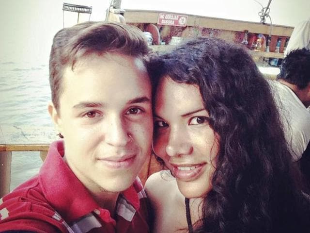 The transgender couple announced on social media in December they were having a baby, believed to be the first pregnancy of its kind in South America. (AP)