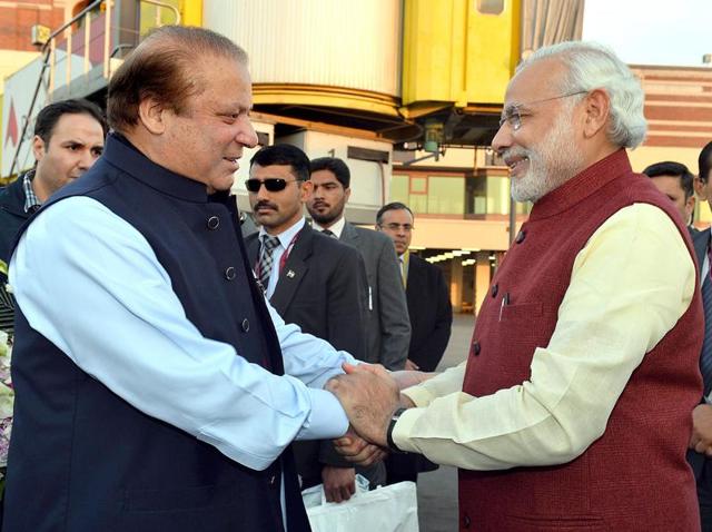 In this photograph released by the Press Information Bureau, Prime Minister, Narendra Modi (R) shakes hands with Pakistan Prime Minister Nawaz Sharif. (AFP) In this photograph released by the Press Information Bureau, Prime Minister, Narendra Modi (R) shakes hands with Pakistan Prime Minister Nawaz Sharif. (AFP)