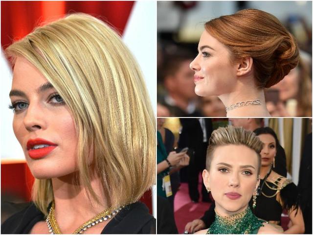 Margot Robbie and Emma Stone sporting beautiful hairstyles at separate red carpet events.(AFP Photos) Margot Robbie and Emma Stone sporting beautiful hairstyles at separate red carpet events.(AFP Photos)