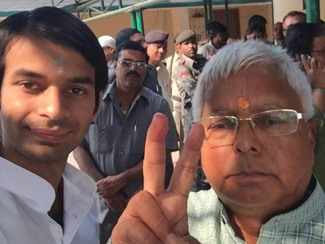 Accompanied by a posse of security personnel and a trained jockey on another horse, Yadav junior rode the half km distance from his parents’ home at 10, Circular Road to his official residence at 5, Deshratna Marg.(Photo: Tej Pratap’s facebook page)