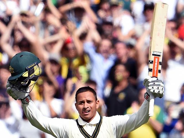 Australian batsman Joe Burns celebrates scoring his century against the West Indies on the first day of the second cricket Test in Melbourne on December 26, 2015.(AFP Photo) Australian batsman Joe Burns celebrates scoring his century against the West Indies on the first day of the second cricket Test in Melbourne on December 26, 2015.(AFP Photo)